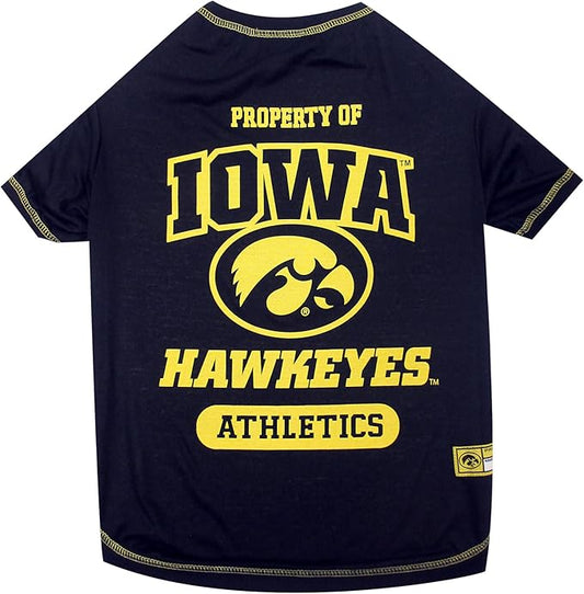 Pets First Collegiate IOWA HAWKEYES Dog T-Shirt, X-Small. - Licensed Shirt for Pets Team Colored with Team Logos.- Premium Stretchable Materials for the Comfrot of your Dog & Cat.