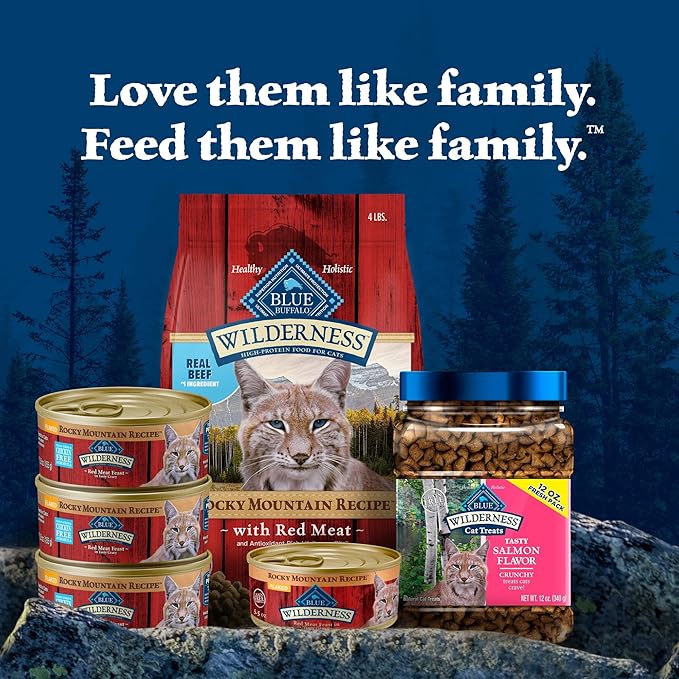 Blue Buffalo Wilderness Adult Dry Cat Food, Rocky Mountain Recipe, Chicken-Free & Grain-Free Recipe Made with Natural Ingredients, Red Meat, 4-lb Bag