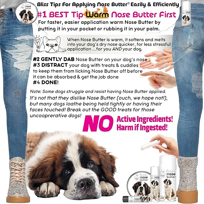 The Blissful Dog St. Bernard Nose Butter, Versatile Dog Nose Balm for Dry Nose, Handcrafted Nose Moisturizer, Easy-to-Apply Dog Essentials, Unscented, 4 oz.