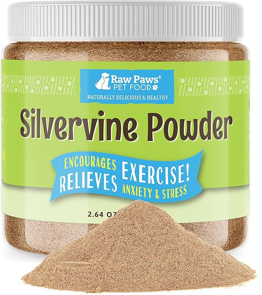 Raw Paws Silvervine Powder, 75 Grams - 2X More Attractive than Catnip for Cats, 100% Silver Vine Gall Fruit Powder, Matatabi Silvervine Cat Toy for Indoor Cats, Catnip Kitten Toys, Silvervine for Cats