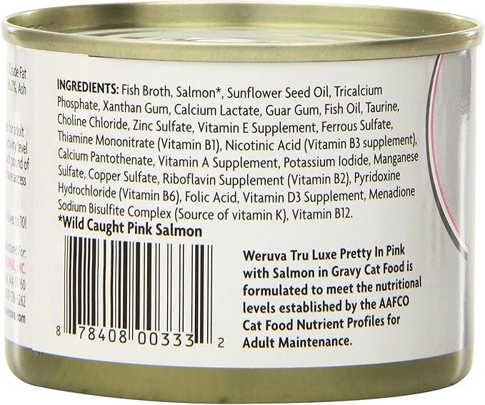 Weruva Truluxe Cat Food, Pretty In Pink With Wild-Caught Salmon In Gravy, 6Oz Can (Pack Of 24), Model:4339