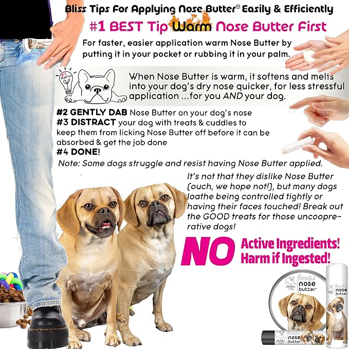 The Blissful Dog Puggle Unscented Nose Butter - Dog Nose Butter, 8 Ounce