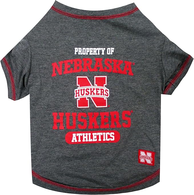 Pets First Collegiate NEBRASKA CORNHUSKERS Dog T-Shirt, Small. - Licensed Shirt for Pets Team Colored with Team Logos.- Premium Stretchable Materials for the Comfrot of your Dog & Cat.