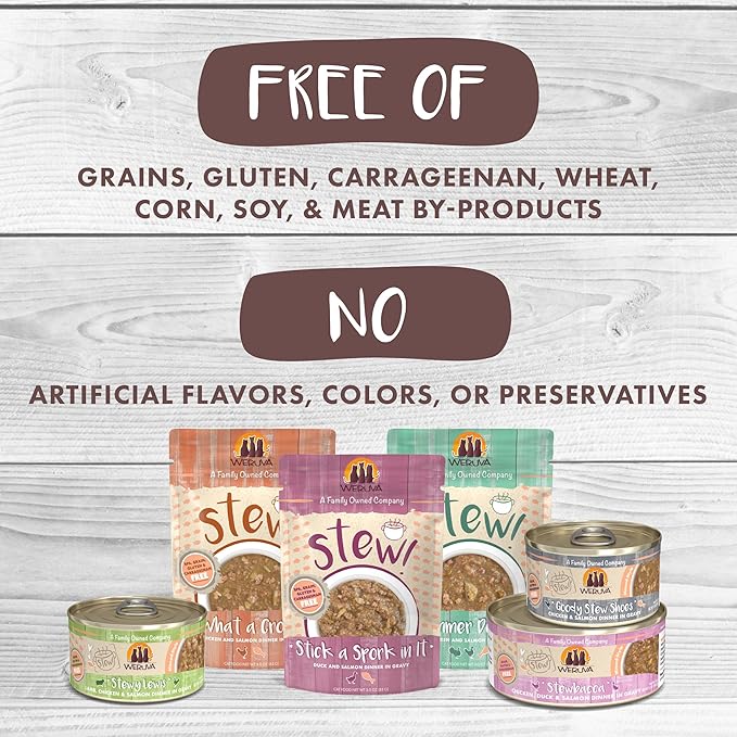 Weruva Classic Cat Stews!, Stewlander with Duck & Salmon in Gravy, 5.5oz Can (Pack of 8)