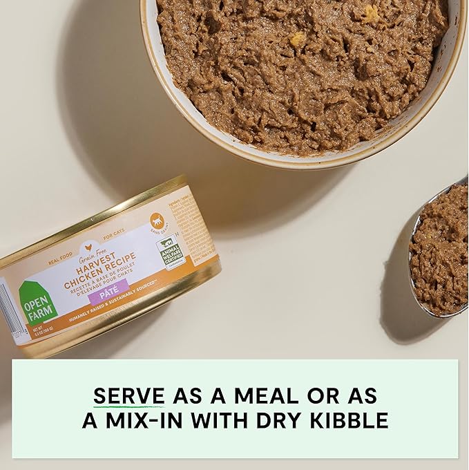 Open Farm Canned Cat Food, Paté for Complete & Balanced Nutrition, Grain-Free and Legume-Free Wet Cat Food, Harvest Chicken Recipe, 2.8oz Cans (Case of 18)