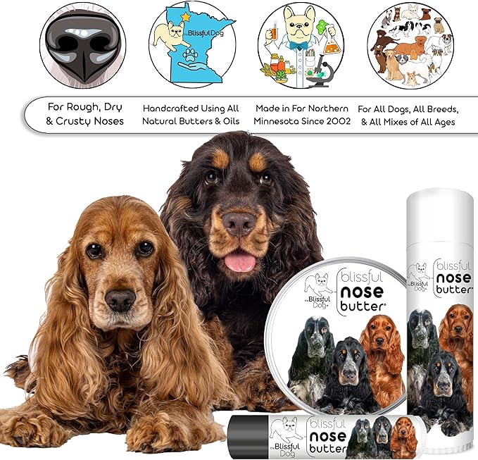 The Blissful Dog English Cocker Spaniel Unscented Nose Butter - Dog Nose Butter, 1-Ounce