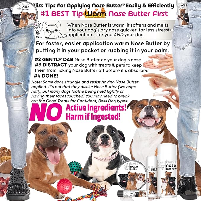 The Blissful Dog Staffordshire Bull Terrier Nose Butter for Dry, Cracked Skin, Lick-Safe Dog Nose Balm with Moisturizing Shea Butter, Almond, Olive, and Essential Oils, Pet Supplies, Uncented, 1 oz.