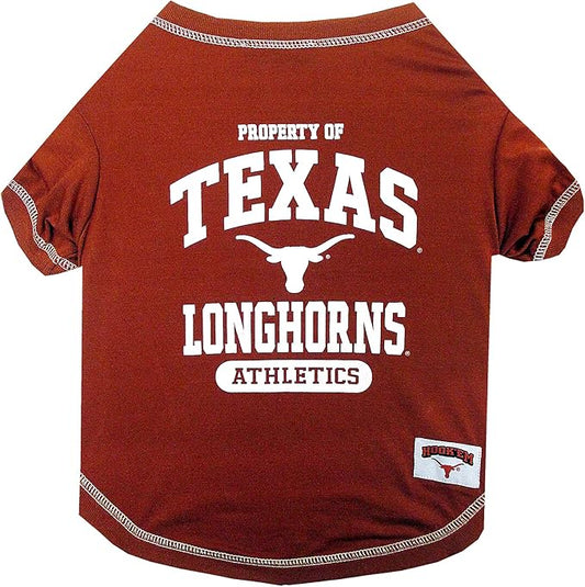 Pets First Collegiate TEXAS LONGHORNS Dog T-Shirt, Large. - Licensed Shirt for Pets Team Colored with Team Logos.- Premium Stretchable Materials for the Comfrot of your Dog & Cat.