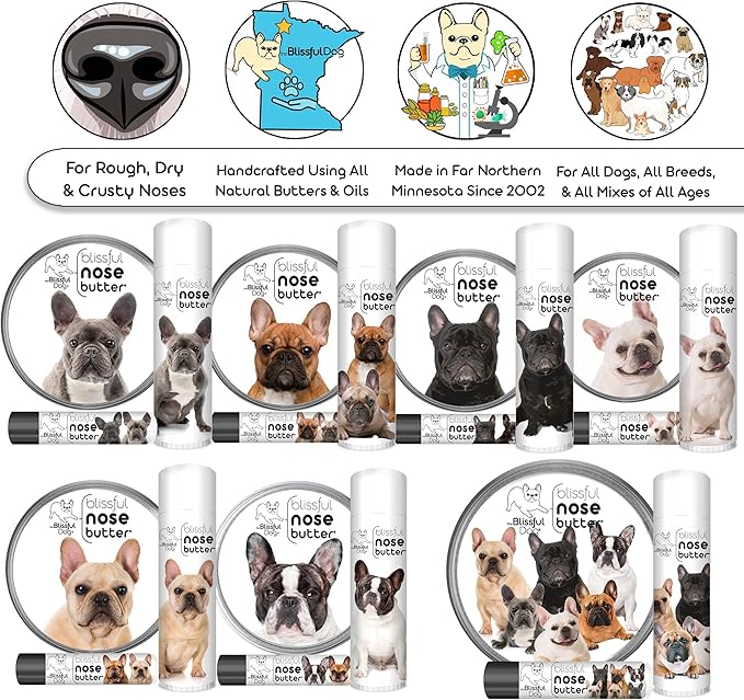 The Blissful Dog Blue French Bulldog Unscented Nose Butter - Dog Nose Butter, 0.15 Ounce