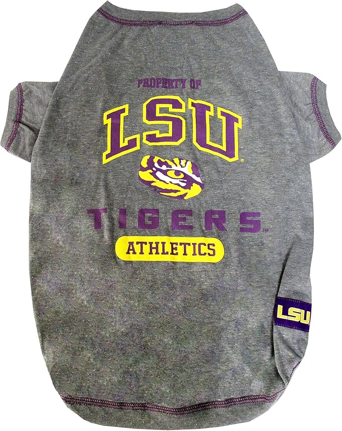 Pets First Collegiate LSU TIGERS Dog T-Shirt, X-Small. - Licensed Shirt for Pets Team Colored with Team Logos.- Premium Stretchable Materials for the Comfrot of your Dog & Cat.