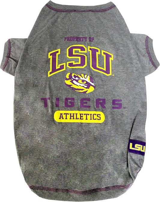 Pets First Collegiate LSU TIGERS Dog T-Shirt, X-Small. - Licensed Shirt for Pets Team Colored with Team Logos.- Premium Stretchable Materials for the Comfrot of your Dog & Cat.