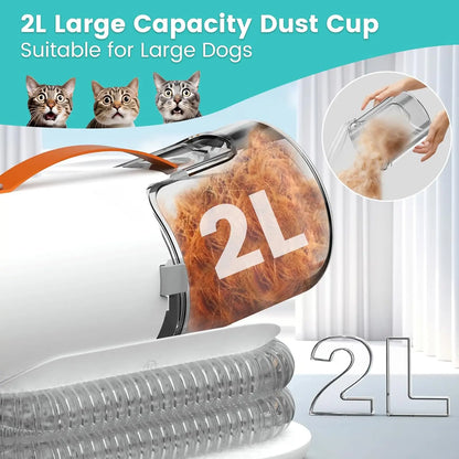 Dog Grooming Vacuum Kit – Pet Hair Vacuum with 5 Tools & 2L Large Capacity