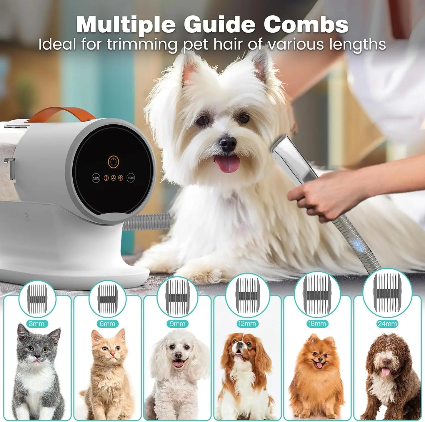 Dog Grooming Vacuum Kit – Pet Hair Vacuum with 5 Tools & 2L Large Capacity